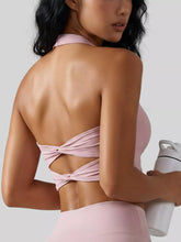 Twisted Back Halter Neck Active Bra - Sun Imperial product photo 1