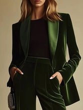 Velvet Blazer and Wide-Leg Pants Set - Sun Imperial product photo 2