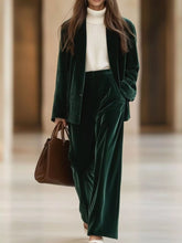 Velvet Blazer and Wide-Leg Pants Two-Piece Set - Sun Imperial product photo 12