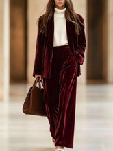 Velvet Blazer and Wide-Leg Pants Two-Piece Set - Sun Imperial product photo 13