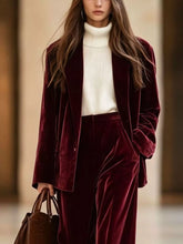 Velvet Blazer and Wide-Leg Pants Two-Piece Set - Sun Imperial product photo 14