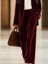 Velvet Blazer and Wide-Leg Pants Two-Piece Set - Sun Imperial product photo 15
