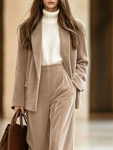 Velvet Blazer and Wide-Leg Pants Two-Piece Set - Sun Imperial product photo 4