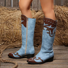 Western-Style Studded Two-Tone Mid-Calf Cowboy Boots - Sun Imperial product photo 6