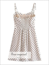 White Black-Dot Tie-Strap Shirred-Back Mini Dress - Sun Imperial product photo 2