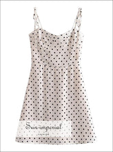 White Black-Dot Tie-Strap Shirred-Back Mini Dress - Sun Imperial product photo 4