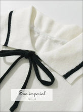 White & Black Striped Bow Knit Mini Dress - Sun Imperial product photo 3