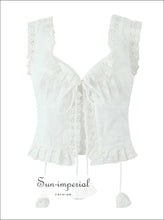 White Dotted Bow Tank Top with Tassel Detail - Sun Imperial product photo 1
