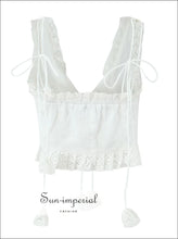 White Dotted Bow Tank Top with Tassel Detail - Sun Imperial product photo 2