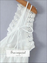 White Dotted Bow Tank Top with Tassel Detail - Sun Imperial product photo 5