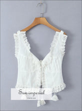 White Dotted Bow Tank Top with Tassel Detail - Sun Imperial product photo 6