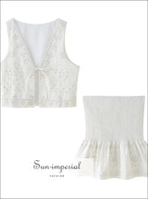 White Embroidered Top and Mini Skirt Set or Separates - Sun Imperial product photo 1