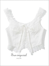 White Lace Ruched Hook-Detail Corset Tank - Sun Imperial product photo 3
