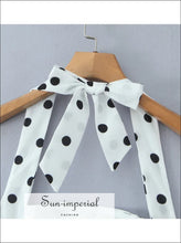 White Polka-Dot Backless Halter Mini Dress - Sun Imperial product photo 5