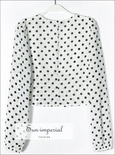 White Polka-Dot Puff-Sleeve Button Top - Sun Imperial product photo 2