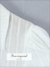 White Striped Puff-Sleeve Button-Up Blouse - Sun Imperial product photo 3