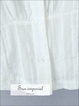 White Striped Puff-Sleeve Button-Up Blouse - Sun Imperial product photo 5