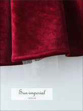 Wine-Red Velvet V-Neck Mini Dress - Sun Imperial product photo 4