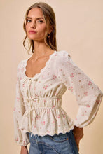 Women's Floral Clip Dot Lace Trim Ruched Bodice Blouse - Sun Imperial product photo 11