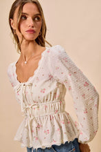 Women's Floral Clip Dot Lace Trim Ruched Bodice Blouse - Sun Imperial product photo 2