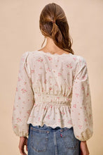 Women's Floral Clip Dot Lace Trim Ruched Bodice Blouse - Sun Imperial product photo 3