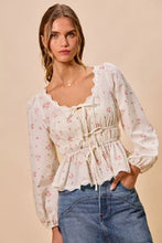 Women's Floral Clip Dot Lace Trim Ruched Bodice Blouse - Sun Imperial product photo 7