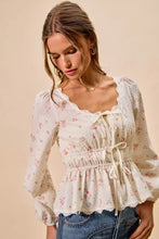 Women's Floral Clip Dot Lace Trim Ruched Bodice Blouse - Sun Imperial product photo 8