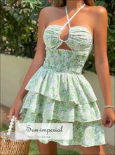 Floral Halter Cutout Ruffled Mini Dress Sun-Imperial United States