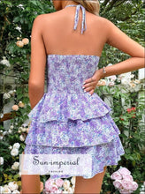 Floral Halter Cutout Ruffled Mini Dress Sun-Imperial United States