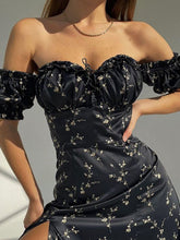 Floral Print Off Shoulder Slit Dress - Sun Imperial (photo 3)
