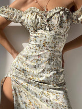 Floral Print Off Shoulder Slit Dress - Sun Imperial (photo 6)