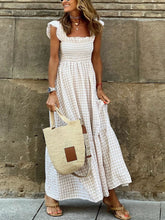 Plaid Ruffle Sleeve Maxi Dress - Sun Imperial (photo 1)