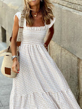 Plaid Ruffle Sleeve Maxi Dress - Sun Imperial (photo 2)