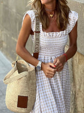 Plaid Ruffle Sleeve Maxi Dress - Sun Imperial (photo 3)