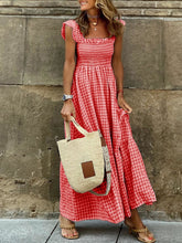 Plaid Ruffle Sleeve Maxi Dress - Sun Imperial (photo 5)