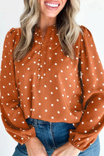 Women's Polka Dot Half Button V Neck Long Sleeve Blouse - Sun Imperial product photo 2