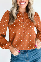Women's Polka Dot Half Button V Neck Long Sleeve Blouse - Sun Imperial product photo 3