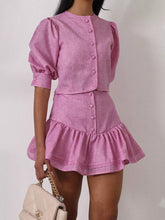 Puff Sleeve Cropped Top and Ruffled Skirt Set - Sun Imperial (photo 2)