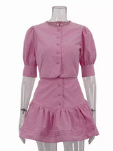 Puff Sleeve Cropped Top and Ruffled Skirt Set - Sun Imperial (photo 4)