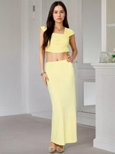 Ruched Crop Top and Maxi Skirt Set - Sun Imperial (photo 1)