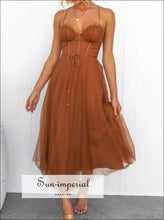 Sweetheart Neck Tulle Midi Dress Sun-Imperial United States