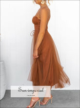 Sweetheart Neck Tulle Midi Dress Sun-Imperial United States