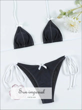 Women’s Visible Seam Bikini Set with Bowknot Detail bikini, Poolside Look, Two-Piece Swimsuit, Vacation Outfit, Swimwear Sun-Imperial