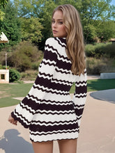 Women's Wavy Striped Tied Front Long Sleeve Cover-Up Dress - Sun Imperial product photo 2