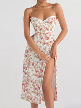 Floral Lace Trim Slit Midi Dress - Sun Imperial (photo 1)