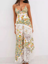 Women's Lace Detail Ruffled Floral V-Neck Maxi Dress - Sun Imperial (photo 1)