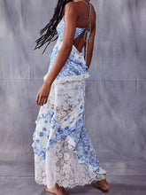 Women's Lace Detail Ruffled Floral V-Neck Maxi Dress - Sun Imperial (photo 6)