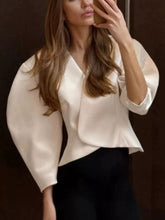 Women's puff sleeve cropped ruffle jacket