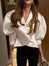 Women's puff sleeve cropped ruffle jacket