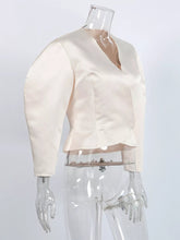 Women's puff sleeve cropped ruffle jacket